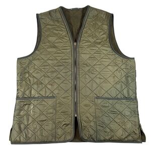 Barbour Polarquilt Waistcoat Zip-In Liner Mens XL Olive Green Quilted Vest Shoot